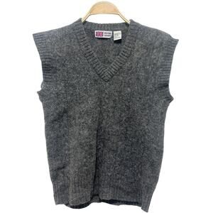 Royal Scott Women's Gray Preppy Shetland 100% Wool Sweater Vest Med *Tiny Flaw